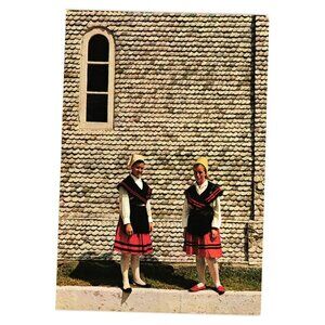 Vintage Postcard Traditional Spanish Costumes Girls Before Chapel Spain People